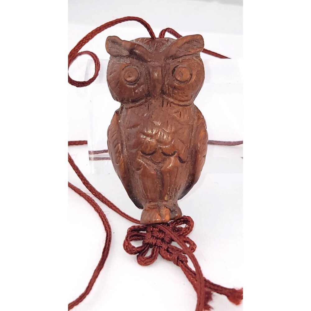 Antique Hand Carved Wood Owl Netsuke Tibet China Japan Asian Prayer Bead